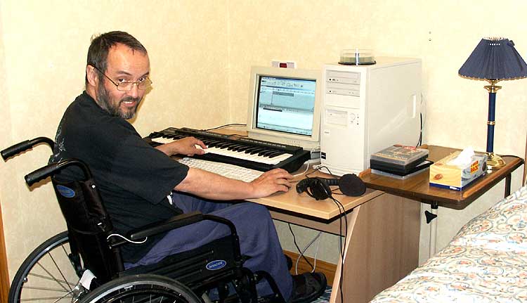 John at the keyboards, Swiss Cottage Nursing Home, Leighton Buzzard
