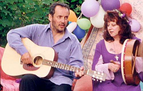 John and Cathy entertaining guests at their handfasting in 1998