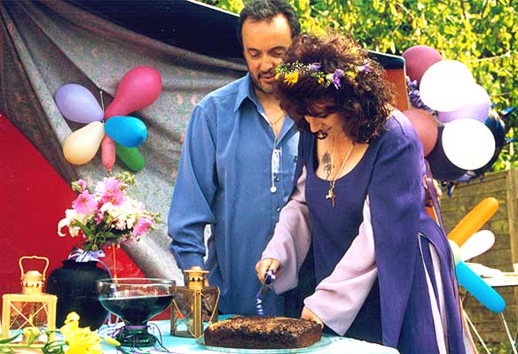 John and Cathy at their handfasting in 1998